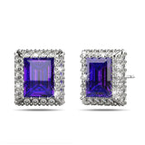 Krystal Couture Square Tanzanite Stud Earrings Embellished with Crystals from SWAROVSKI