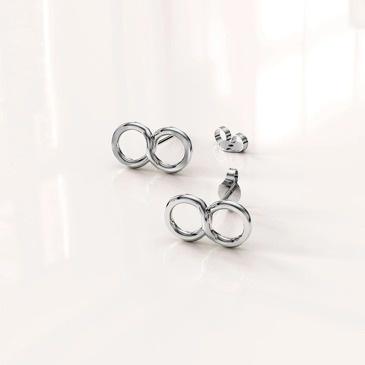 Solid 925 Sterling Silver Infinity Stud Earrings