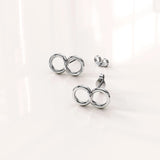 Solid 925 Sterling Silver Infinity Stud Earrings
