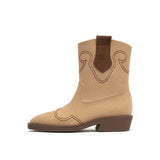 Knit Cowboy Boots - Apricot
