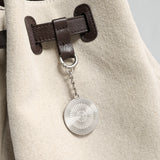 Canvas & Leather Drawstring Bucket Backpack - Ivory