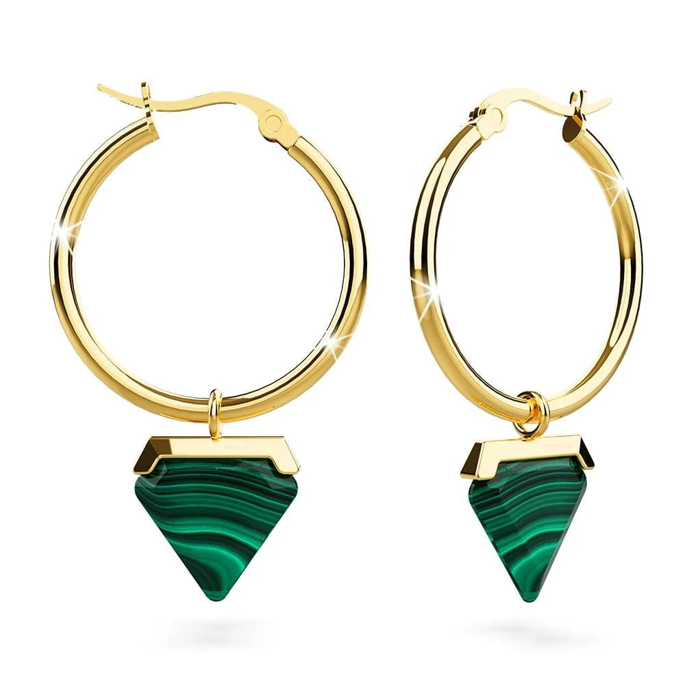 Bullion Gold Gorgeous Gold with Emerald Green Hoop Earrings