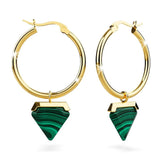 Bullion Gold Gorgeous Gold with Emerald Green Hoop Earrings