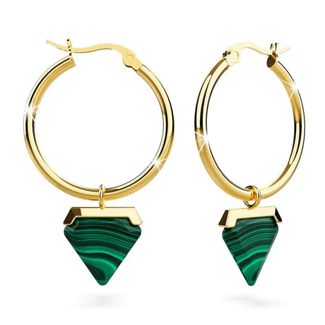 Bullion Gold Gorgeous Gold with Emerald Green Hoop Earrings