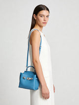 TOGO Leather Turn-Lock Top-Handle Bag - Blue