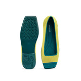 Colorblock Peep Toe Knit Flats - Yellow