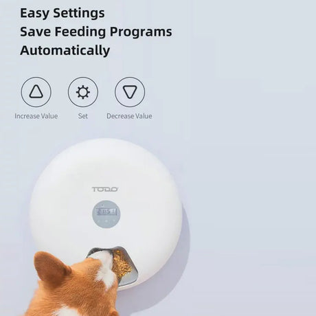 TODO Automatic Pet Feeder 180ml x6 Meal Digital Lcd Dog Cat Food Bowl Timer White
