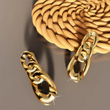Bullion Gold Interlock Chain Dangle Gold Layered Earrings