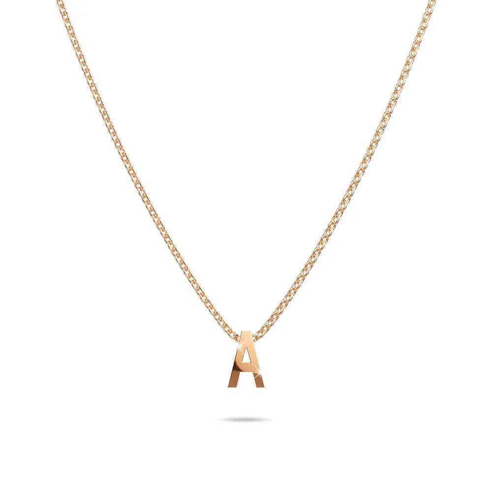 Bullion Gold Initials Brick Alphabet Letter Necklace Rose Gold Layered Steel Jewellery