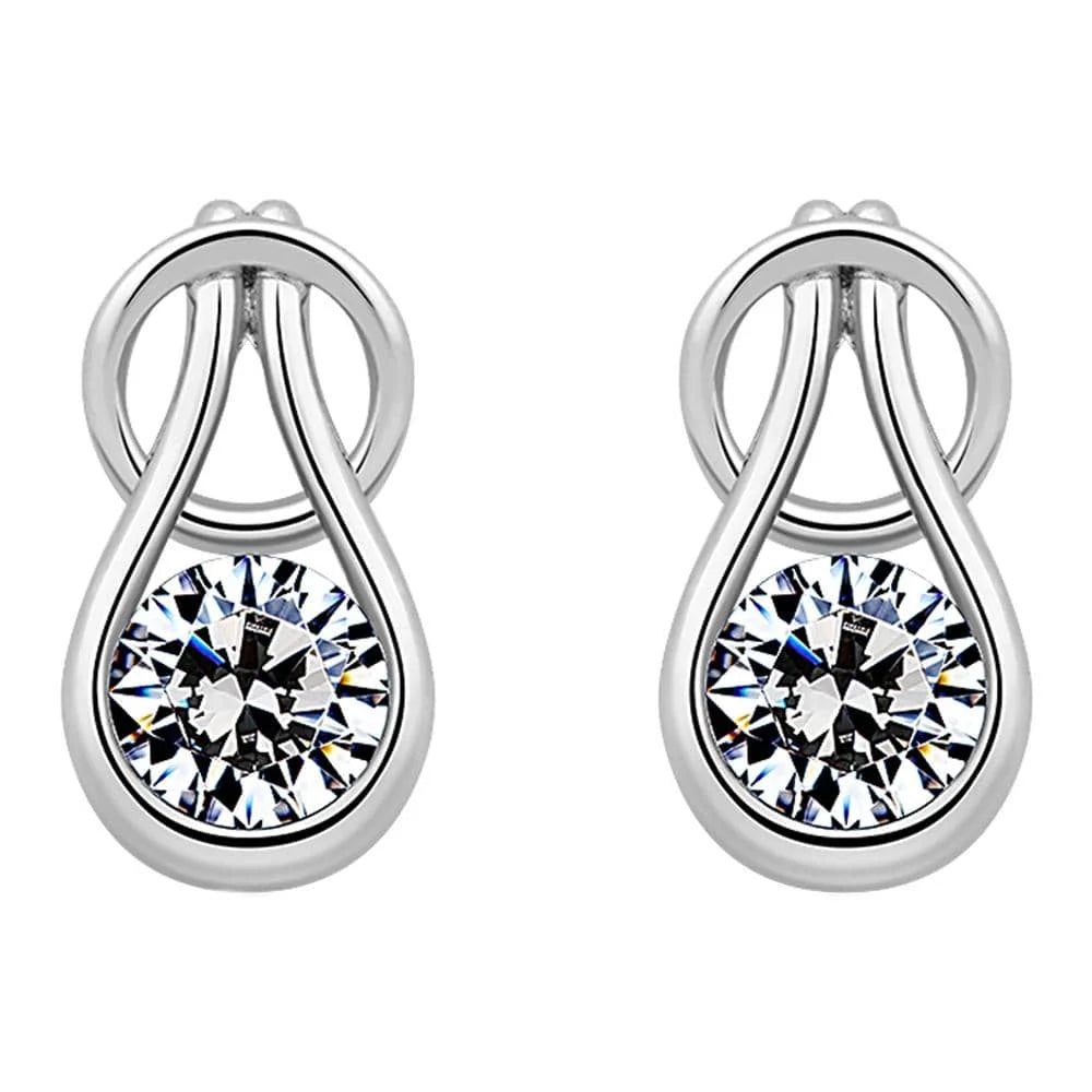 Boxed Solid 925 Sterling Silver Angel Necklace and Earrings Set Embellished with SWAROVSKI® Crystals