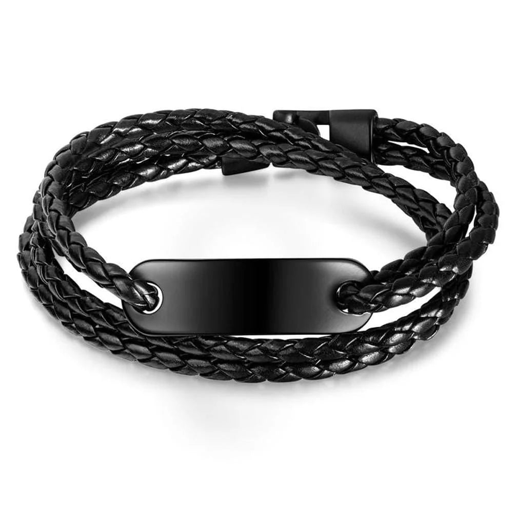 Hipster Me Vegan Leather Knitted Bracelet Black