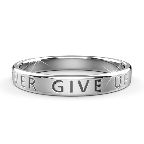 Solid 925 Sterling Silver Never Give Up Ring