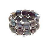 Ring Freshwater Pearl Black 3-4mm Adjustable