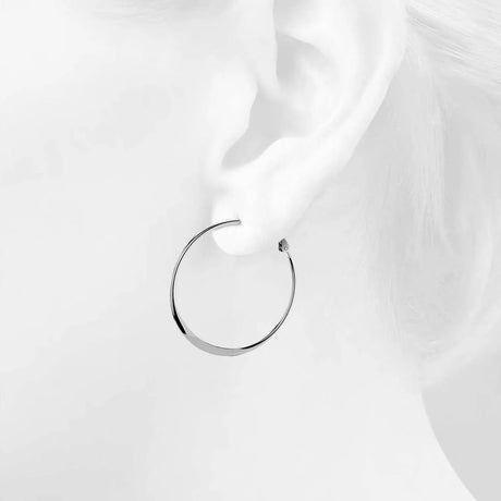 Bullion Gold Semi Flattened Hoop Earrings 40mm