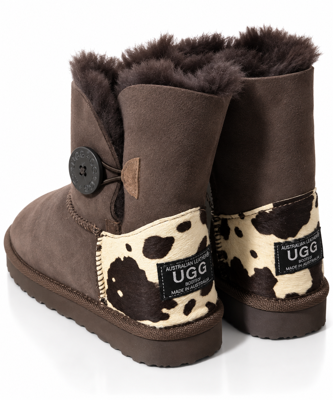 Australian Leather Ugg Mini Cow 1Button - Chocolate - AU8