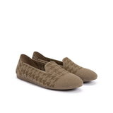 Houndstooth Knit Slip-On Flat Loafers - Mocha