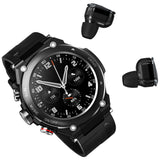 2 in 1 Bluetooth Smart Watch TWS Wireless Earphones 1.28" 9D Touch Screen BT 5.0 - Black