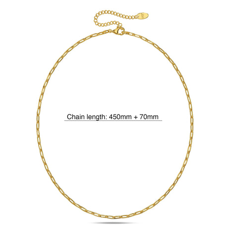 Bullion Gold Paperclip Link Chain Gold Plated Necklace