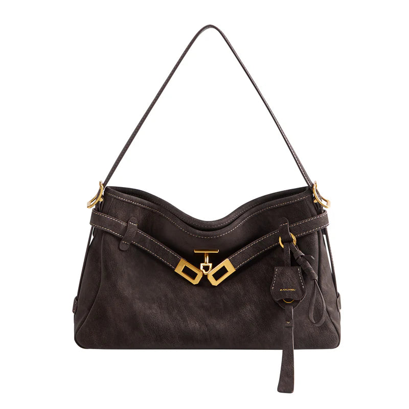 Nalandu Luxe Fortune Chime Slouch Shoulder Bag - Chocolate