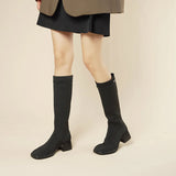 Mademoiselle Round Toe Knee High Sock Boots - Black