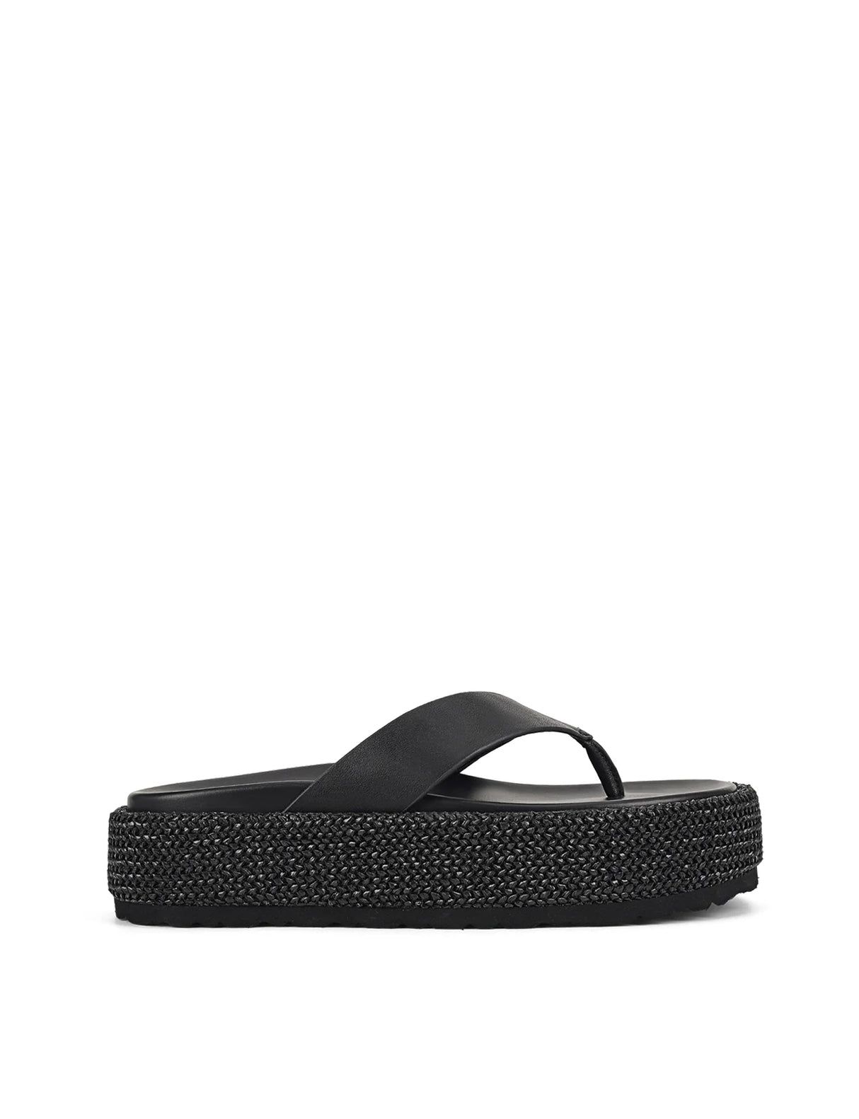 Siren Flatform Sandals - Black Weave/Black Leather