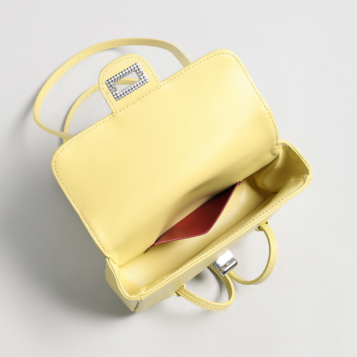French Chic Pebbled Leather Baguette Bag - Yellow