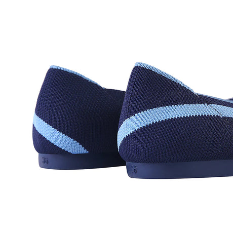 Comfortable Woven Striped Pointed Toe Flats - Navy