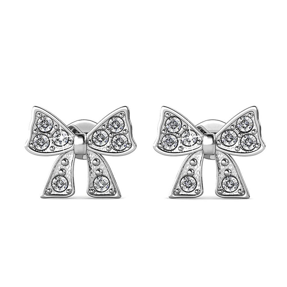 Boxed Ribbon Tie Necklace and Earrings Set Embellished with SWAROVSKI® Crystals