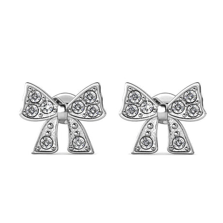 Boxed Ribbon Tie Necklace and Earrings Set Embellished with SWAROVSKI® Crystals