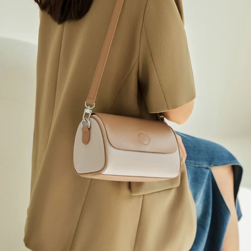 Nalandu Natalia Premium Leather Pillow Crossbody Bag - Apricot
