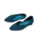 Pointed Toe Knit Ballet Flats - Peacock