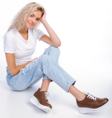 Bosccolo Womens Sneakers - Brown/White