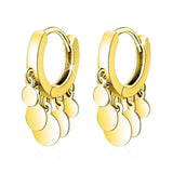 Bullion Gold Boho Medallion Huggie Gold Earrings