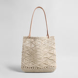 Macrame Woven Summer Tote - Ivory