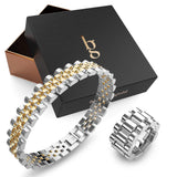 Boxed Oyster Bangle and Ring Set in Duo Tone