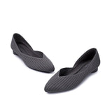 Pointed Toe Knit Ballet Flats - Charcoal