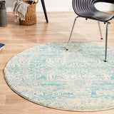 Evoke 253 White Blue Round Rug