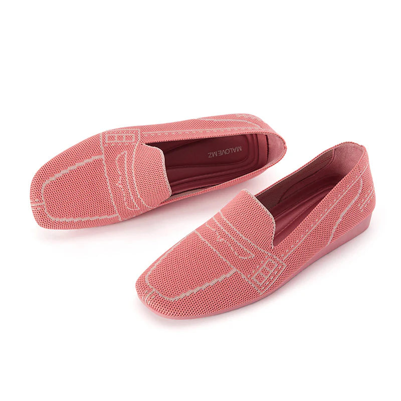 Comfortable Slip On Square Toe Loafers - Coral