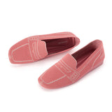 Comfortable Slip On Square Toe Loafers - Coral
