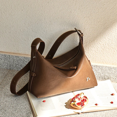 Nalandu Vintage Slouchy Leather Shoulder Bag - Brown