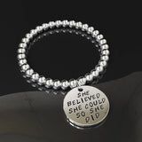 Bullion Gold She Believed She Could Inscriptions White Gold Layered Bracelet