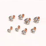 Solid 925 Signature Silver Mary Anne Crystal Stud Earrings In Rose Gold