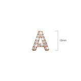 Solid 925 Sterling Silver Glamour Alphabet Letter Earrings Rose Gold