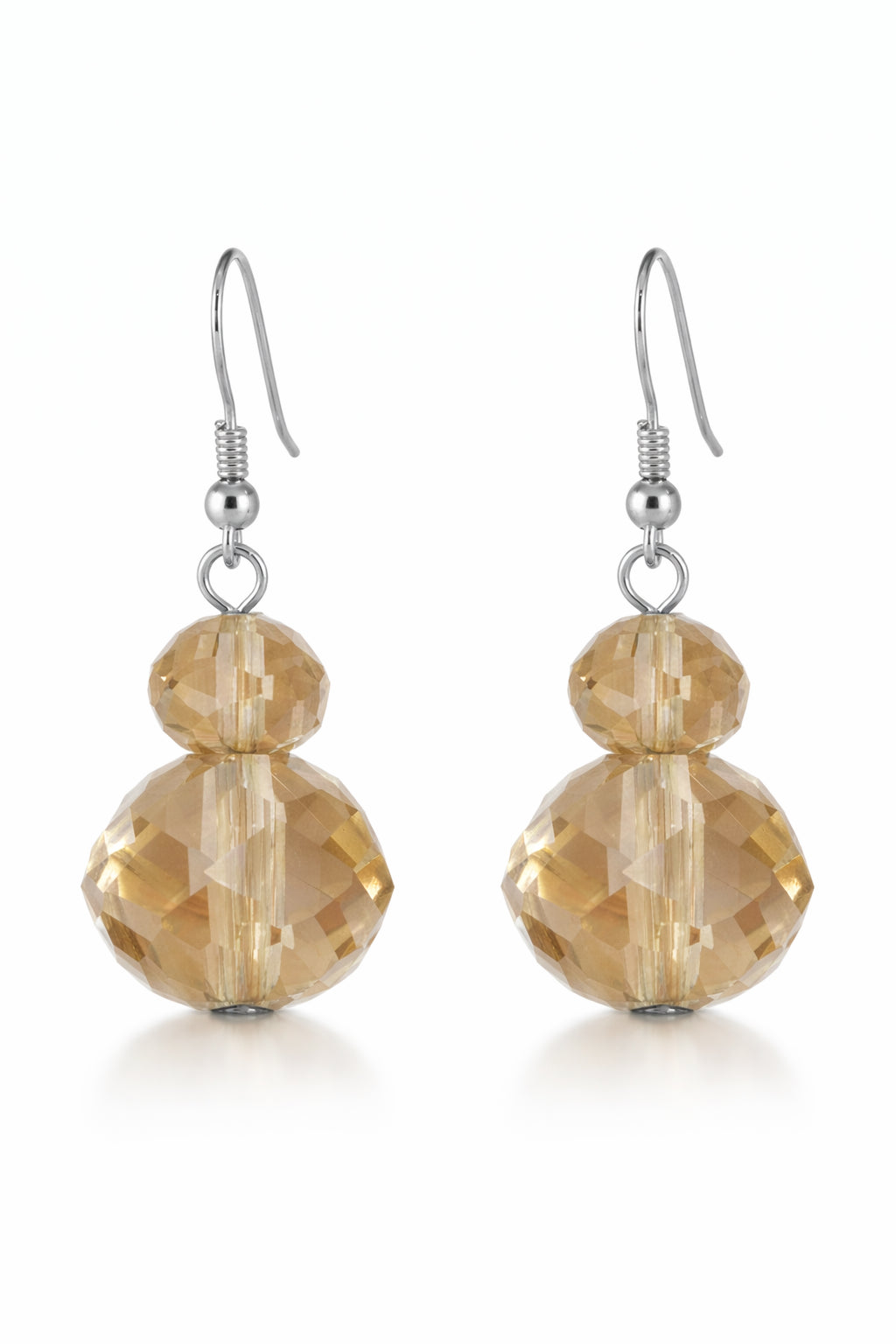 Liv Oliver 18K White Gold Double Champagne Drop Earrings