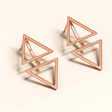 Bullion Gold Double Triangle Drop Earrings