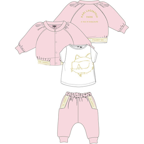 Karl Lagerfeld Girls Three-Piece Jogging Set - Pink