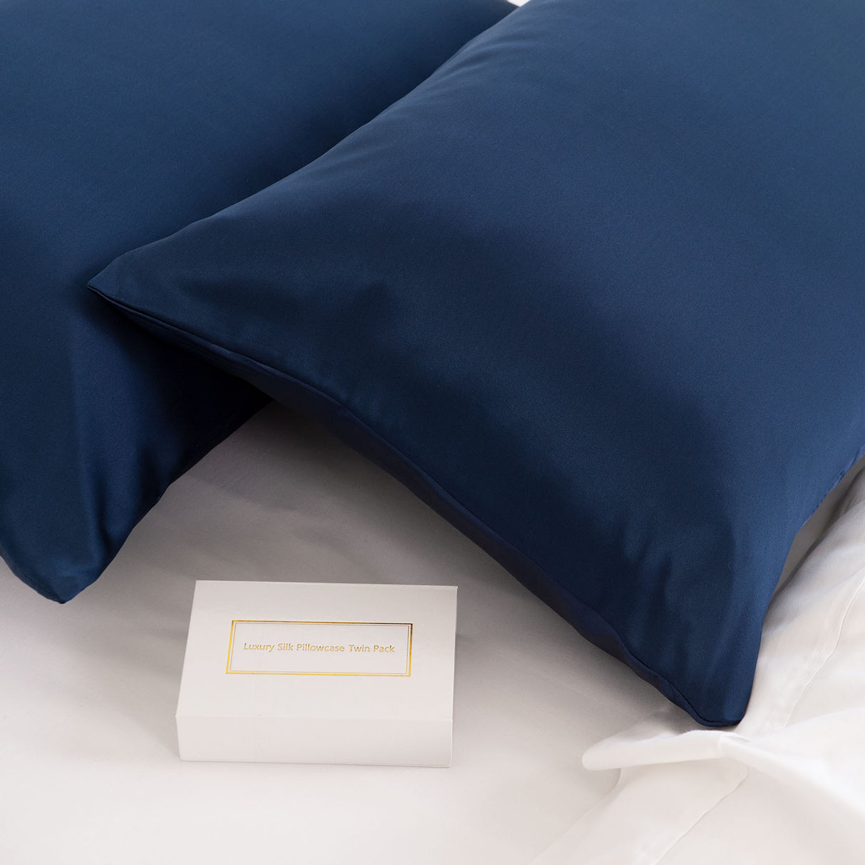 MULBERRY SILK PILLOW CASE TWIN PACK - SIZE: 51X76CM - NAVY