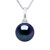 Pendant Button Freshwater Pearl Black White Gold 7-8mm