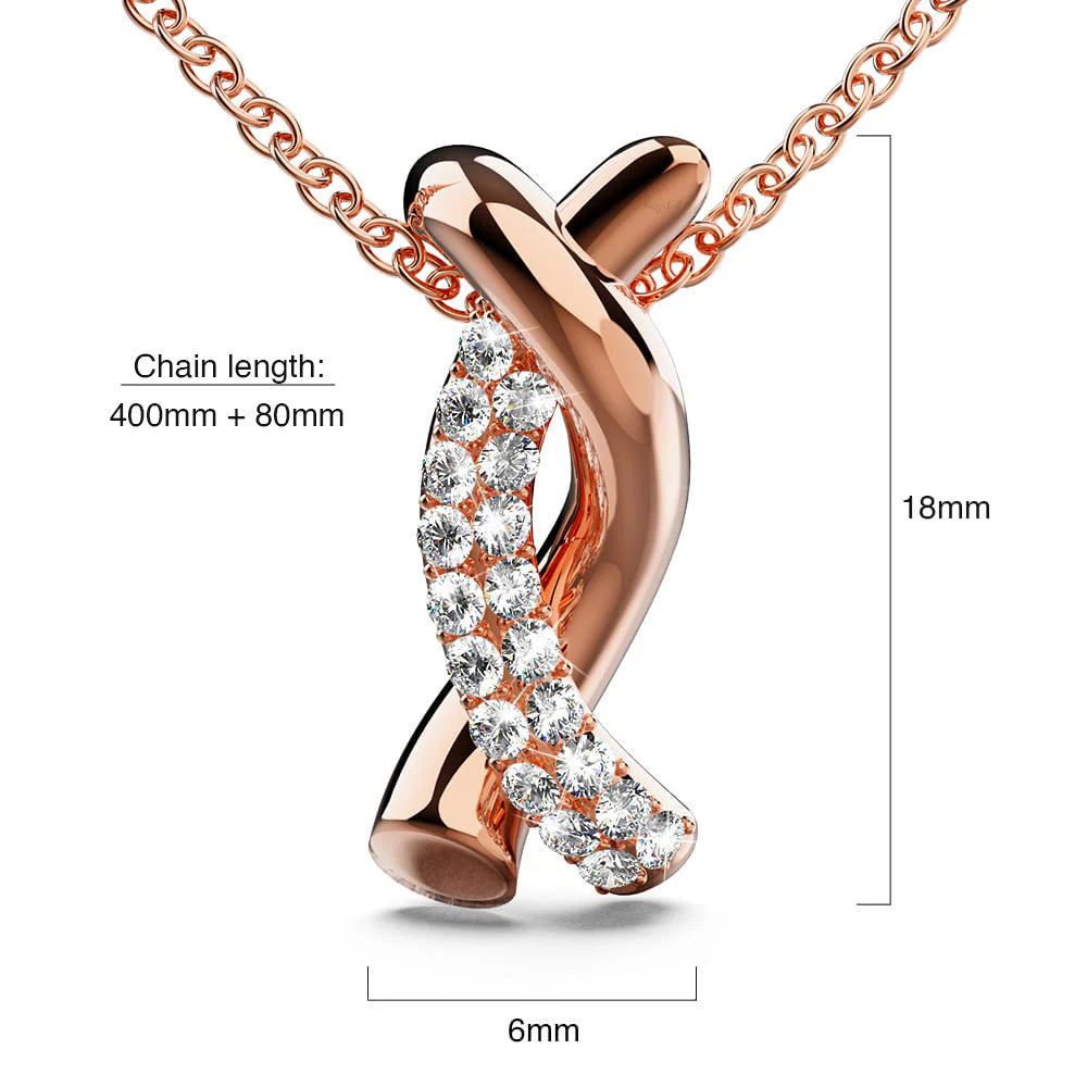 Krystal Couture Intertwined Rose Gold Pendant Necklace Embellished with SWAROVSKI Crystals