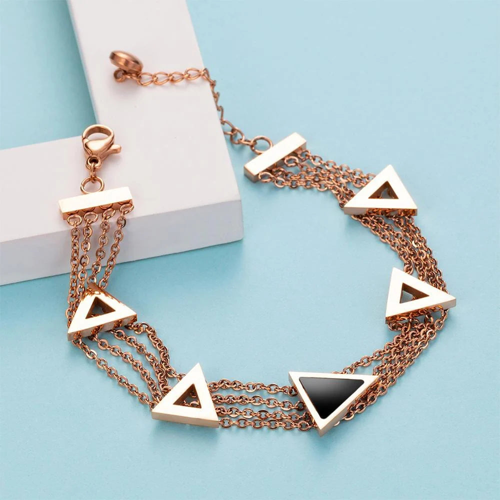 Bullion Gold Arestas Geometric Layered Chain Bracelet